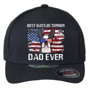 Boston Terrier Dad American Flag 4th Of July Dog Fathers Day Flexfit Unipanel Trucker Cap