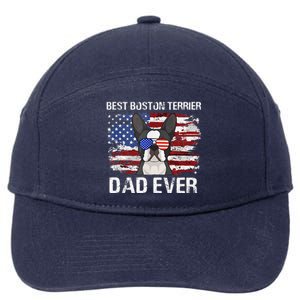 Boston Terrier Dad American Flag 4th Of July Dog Fathers Day 7-Panel Snapback Hat