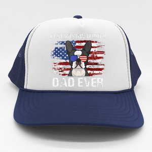 Boston Terrier Dad American Flag 4th Of July Dog Fathers Day Trucker Hat