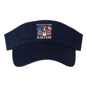 Boston Terrier Dad American Flag 4th Of July Dog Fathers Day Valucap Bio-Washed Visor