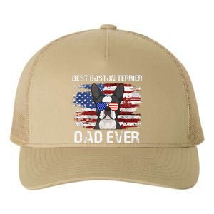 Boston Terrier Dad American Flag 4th Of July Dog Fathers Day Yupoong Adult 5-Panel Trucker Hat