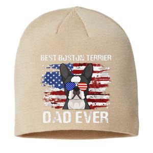 Boston Terrier Dad American Flag 4th Of July Dog Fathers Day Sustainable Beanie