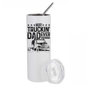 Best Truckin' Dad Ever Funny Truck Driver Father's Day Gift Great Gift Stainless Steel Tumbler