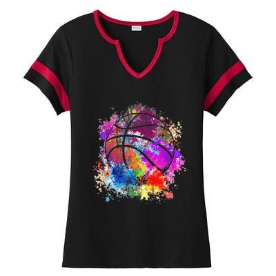 Basketball Team Dunking Fan Wo Teens Ladies Halftime Notch Neck Tee