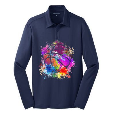 Basketball Team Dunking Fan Wo Teens Silk Touch Performance Long Sleeve Polo