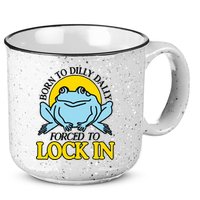 Born To Dilly Dally Forced To Lock In Frog 15oz Campfire Ceramic Mug