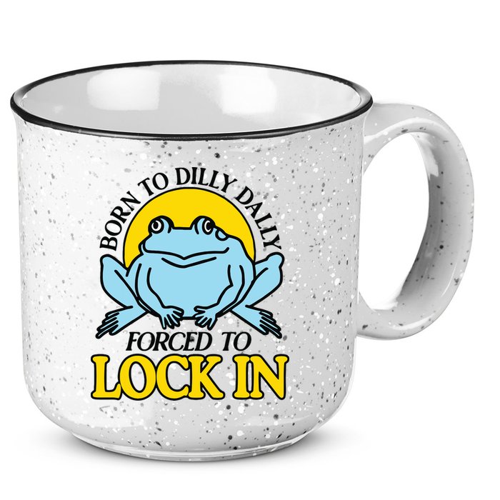 Born To Dilly Dally Forced To Lock In Frog 15oz Campfire Ceramic Mug