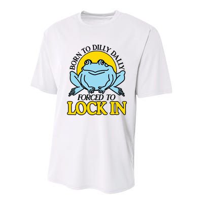 Born To Dilly Dally Forced To Lock In Frog Youth Performance Sprint T-Shirt