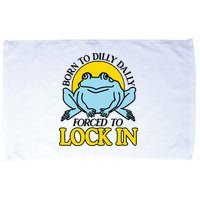 Born To Dilly Dally Forced To Lock In Frog Microfiber Hand Towel