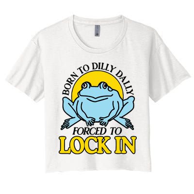 Born To Dilly Dally Forced To Lock In Frog Crop Top