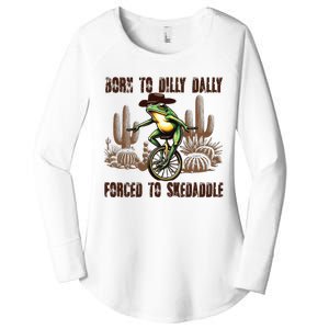 Born To Dilly Dally Forced To Skedaddle Frog Women's Perfect Tri Tunic Long Sleeve Shirt