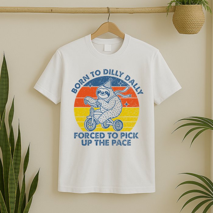 Born To Dilly Dally Forced To Pick Up The Pace Cute Sloth T-Shirt