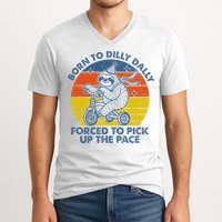 Born To Dilly Dally Forced To Pick Up The Pace Cute Sloth V-Neck T-Shirt
