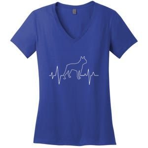 Boston Terrier Dog Lover Funny Cute Heartbeat Puppy Lover Funny Gift Women's V-Neck T-Shirt