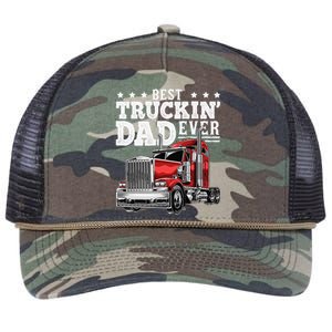 Best Truckin Dad Ever Big Rig Trucker Fathers Day Gift Retro Rope Trucker Hat Cap