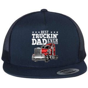 Best Truckin Dad Ever Big Rig Trucker Fathers Day Gift Flat Bill Trucker Hat