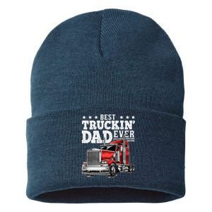 Best Truckin Dad Ever Big Rig Trucker Fathers Day Gift Sustainable Knit Beanie