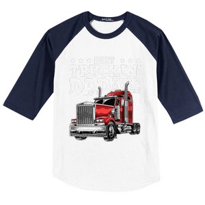 Best Truckin Dad Ever Big Rig Trucker Fathers Day Gift Baseball Sleeve Shirt