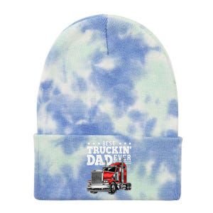 Best Truckin Dad Ever Big Rig Trucker Fathers Day Gift Tie Dye 12in Knit Beanie