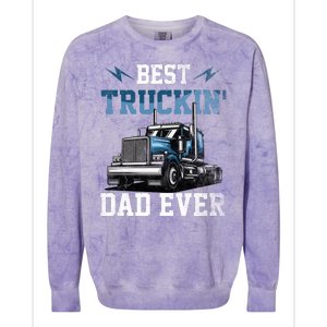 Best Truckin Dad Ever American Flag Father's Day Colorblast Crewneck Sweatshirt