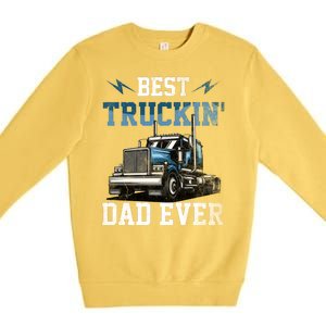 Best Truckin Dad Ever American Flag Father's Day Premium Crewneck Sweatshirt