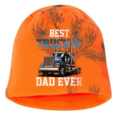 Best Truckin Dad Ever American Flag Father's Day Kati - Camo Knit Beanie