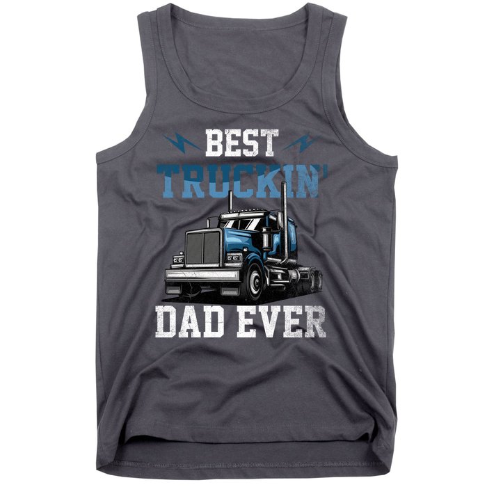 Best Truckin Dad Ever American Flag Father's Day Tank Top