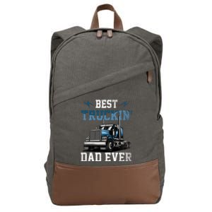 Best Truckin Dad Ever American Flag Father's Day Cotton Canvas Backpack