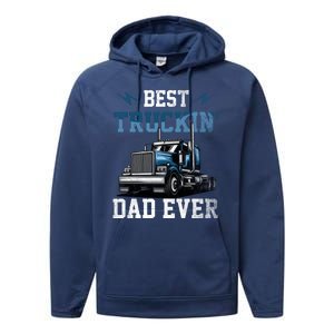 Best Truckin Dad Ever American Flag Father's Day Performance Fleece Hoodie