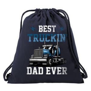 Best Truckin Dad Ever American Flag Father's Day Drawstring Bag