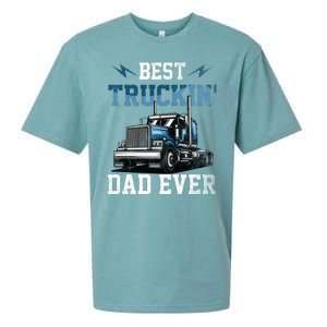 Best Truckin Dad Ever American Flag Father's Day Sueded Cloud Jersey T-Shirt