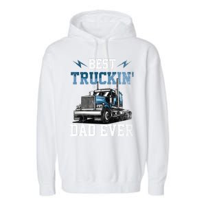 Best Truckin Dad Ever American Flag Father's Day Garment-Dyed Fleece Hoodie