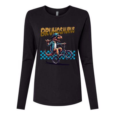 Bruhosaurus Trex Dinosaur Riding Bmx Bike Bruh Womens Cotton Relaxed Long Sleeve T-Shirt