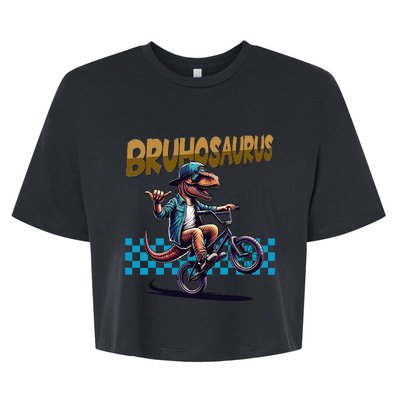 Bruhosaurus Trex Dinosaur Riding Bmx Bike Bruh Bella+Canvas Jersey Crop Tee