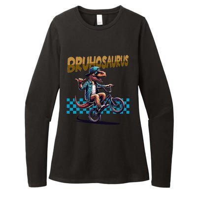 Bruhosaurus Trex Dinosaur Riding Bmx Bike Bruh Womens CVC Long Sleeve Shirt