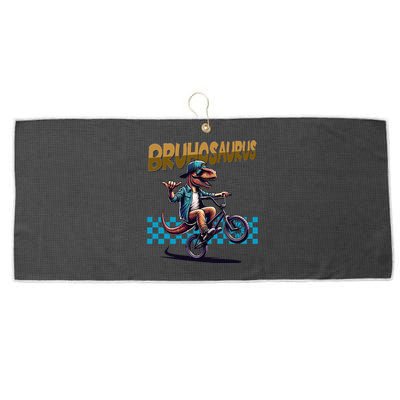 Bruhosaurus Trex Dinosaur Riding Bmx Bike Bruh Large Microfiber Waffle Golf Towel