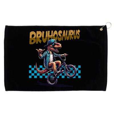 Bruhosaurus Trex Dinosaur Riding Bmx Bike Bruh Grommeted Golf Towel