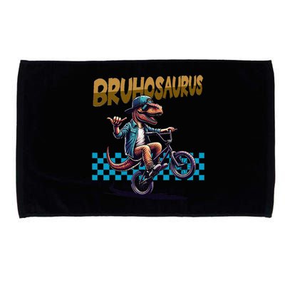 Bruhosaurus Trex Dinosaur Riding Bmx Bike Bruh Microfiber Hand Towel