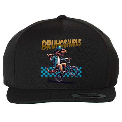 Bruhosaurus Trex Dinosaur Riding Bmx Bike Bruh Wool Snapback Cap