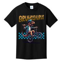 Bruhosaurus Trex Dinosaur Riding Bmx Bike Bruh Kids T-Shirt