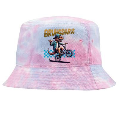 Bruhosaurus Trex Dinosaur Riding Bmx Bike Bruh Tie-Dyed Bucket Hat