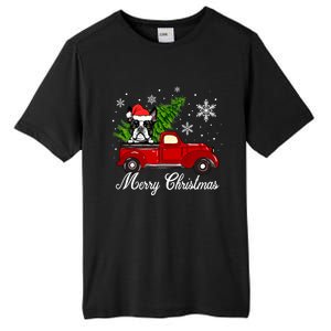 Boston Terrier Dog Riding Red Truck Merry Christmas Pajama Cute Gift Tall Fusion ChromaSoft Performance T-Shirt