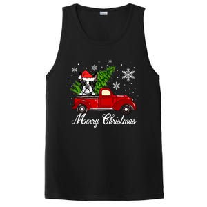 Boston Terrier Dog Riding Red Truck Merry Christmas Pajama Cute Gift PosiCharge Competitor Tank