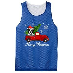 Boston Terrier Dog Riding Red Truck Merry Christmas Pajama Cute Gift Mesh Reversible Basketball Jersey Tank