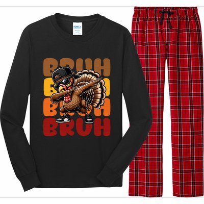 Bruh Turkey Dabbing Thanksgiving For Funny Long Sleeve Pajama Set