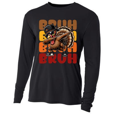 Bruh Turkey Dabbing Thanksgiving For Funny Cooling Performance Long Sleeve Crew