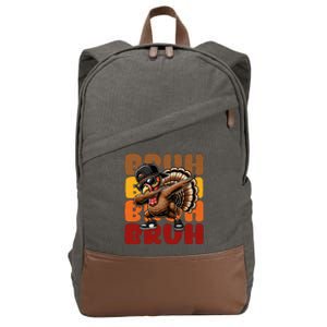 Bruh Turkey Dabbing Thanksgiving For Funny Cotton Canvas Backpack