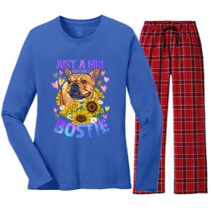 Boston Terrier Dog Lover Funny Cute Puppy Gift Women's Long Sleeve Flannel Pajama Set 