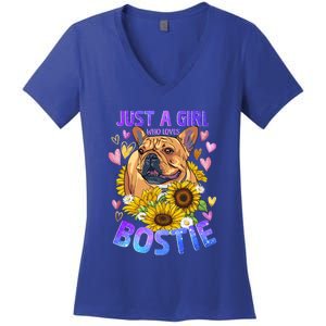 Boston Terrier Dog Lover Funny Cute Puppy Gift Women's V-Neck T-Shirt