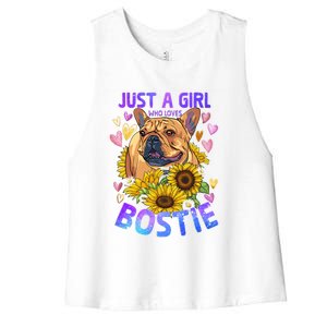 Boston Terrier Dog Lover Funny Cute Puppy Gift Women's Racerback Cropped Tank